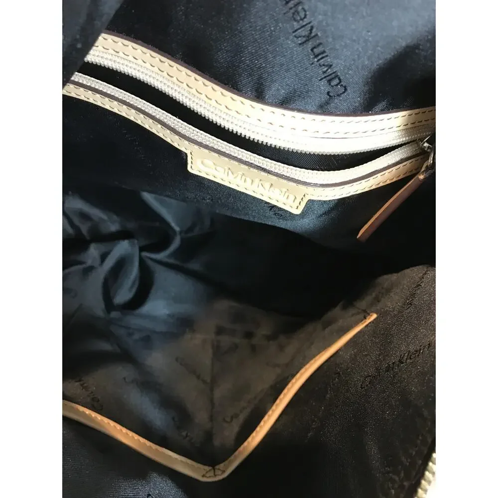 Calvin Klein Large Black Pebbled Leather Hobo Shoulder Bag EUC
